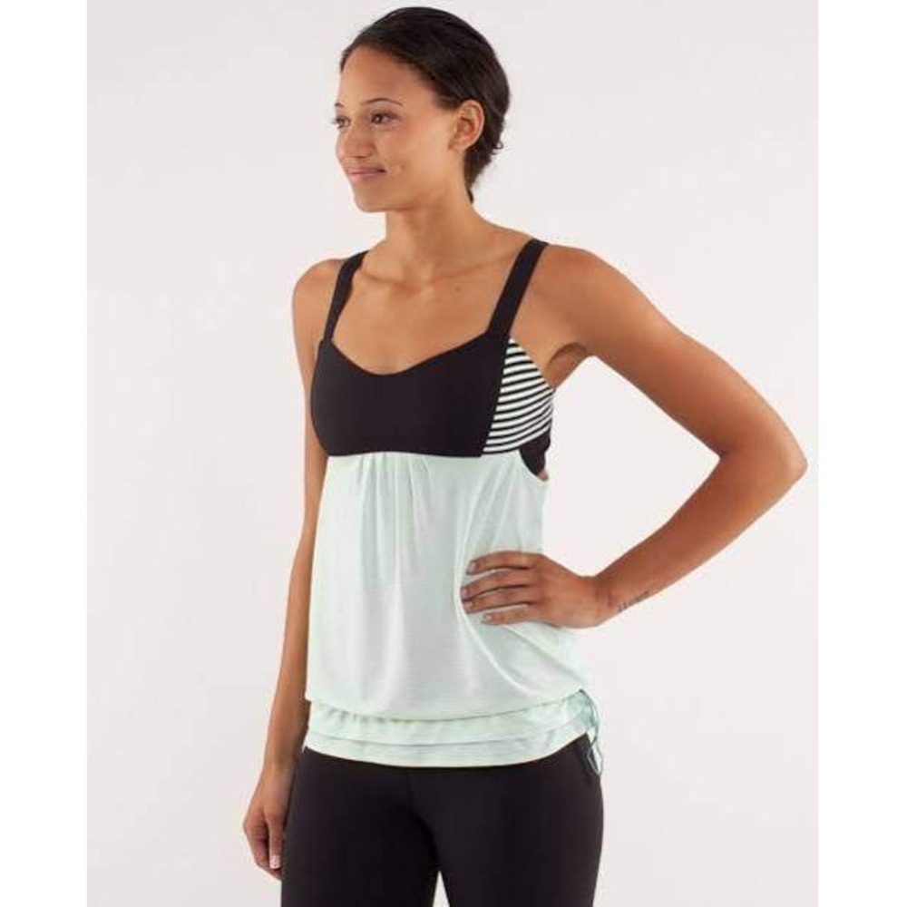 Lululemon Striped Tankini Top Women Size 12 Green